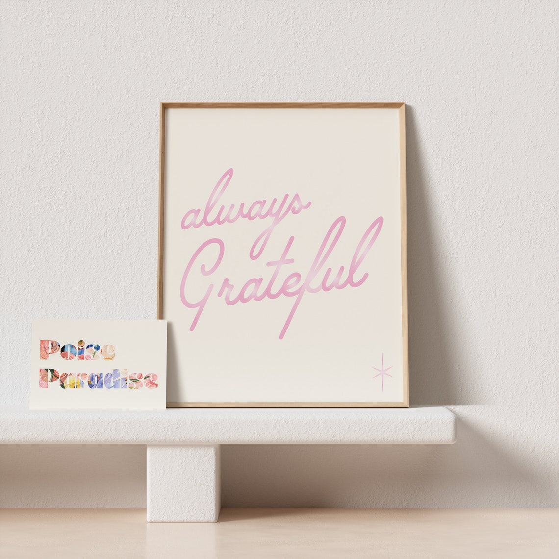 Always Grateful Pink Script Typography Gratitude Quote Poster - Image 4