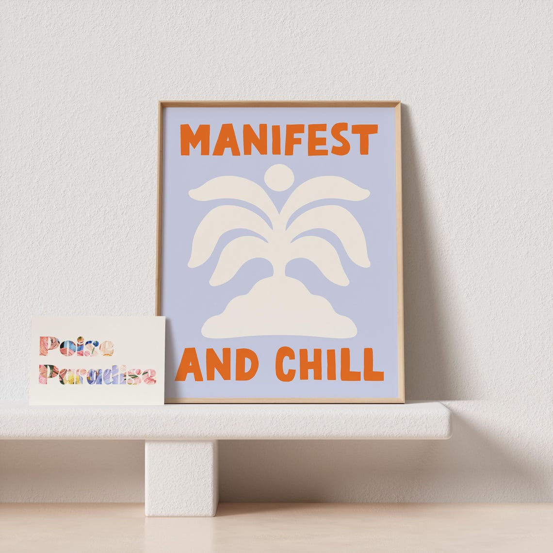 Manifest And Chill Funky Retro Palm Tree Typography Quote Poster - Image 4