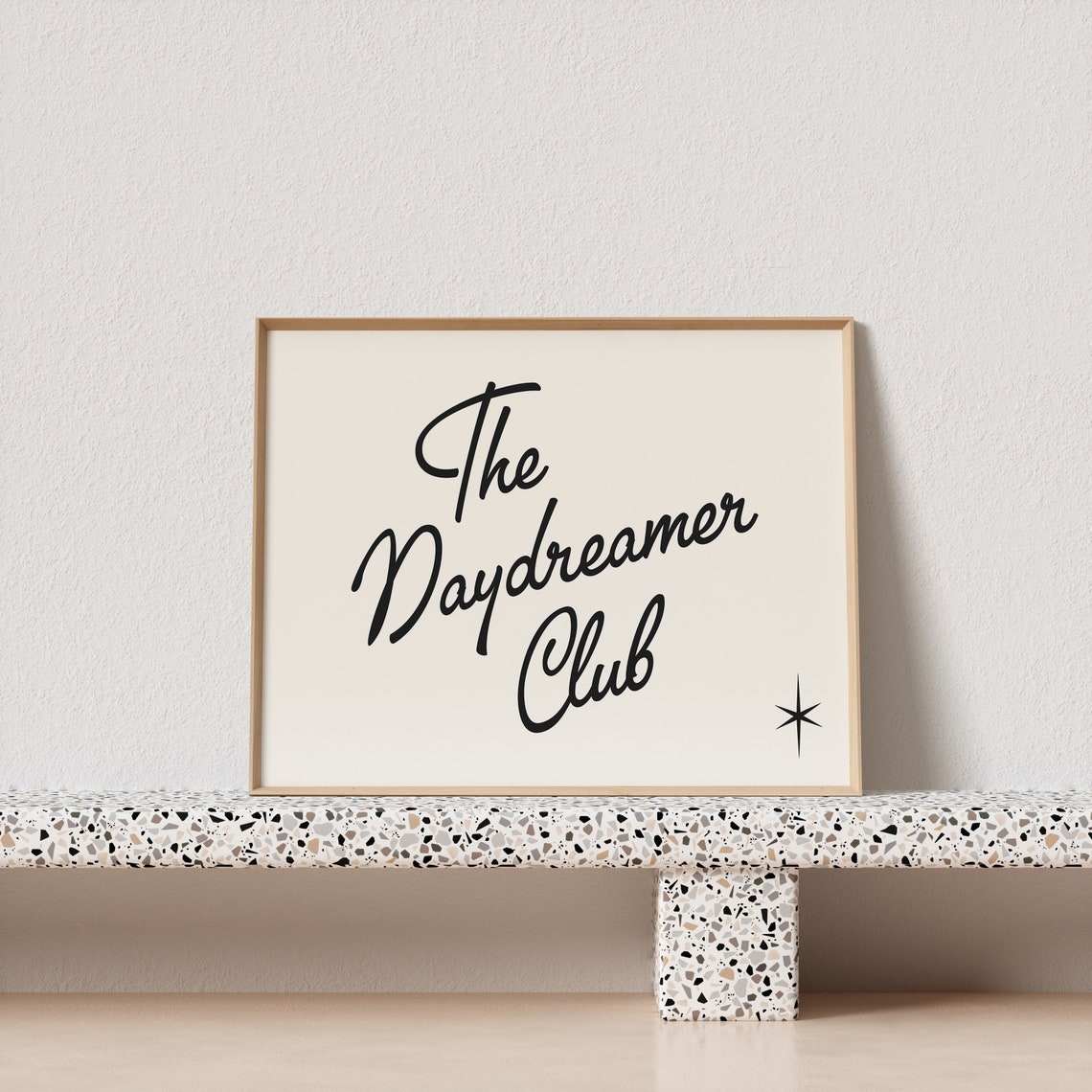 The Daydreamer Club Script Typography Poster Cream Star Accent Art - Image 3