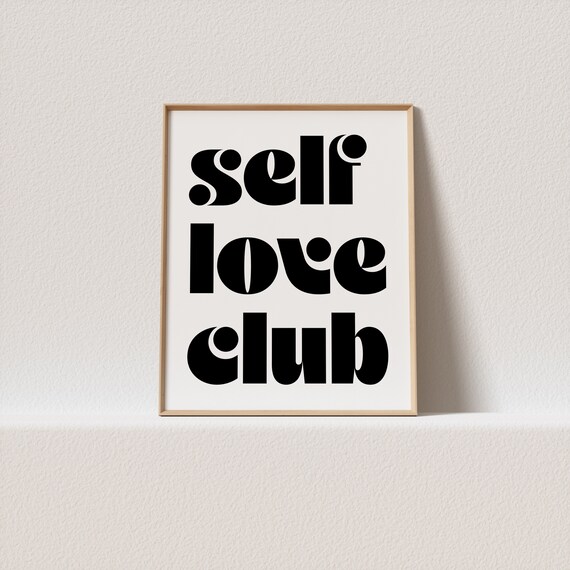 Self Love Club Groovy Bold Typography Affirmation Retro Wall Poster