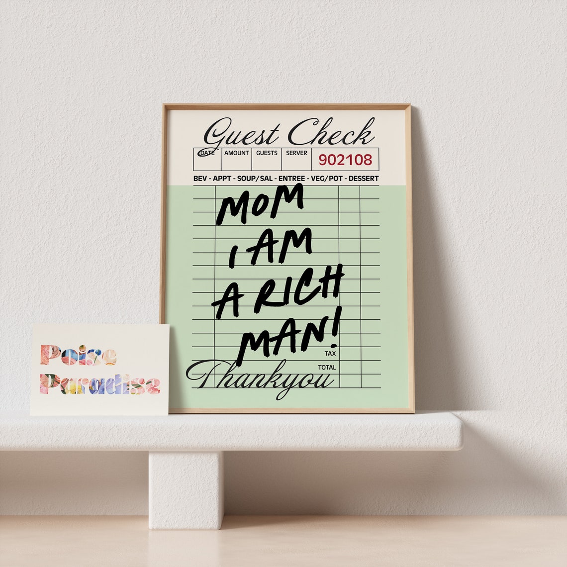 Mom I Am a Rich Man Green Diner Guest Check Receipt Art Poster - Image 4