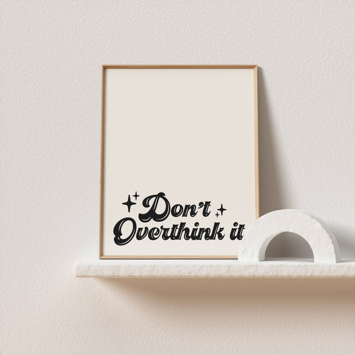 Dont Overthink It Sparkling Black Script Retro Mindful Quote Poster - Image 3