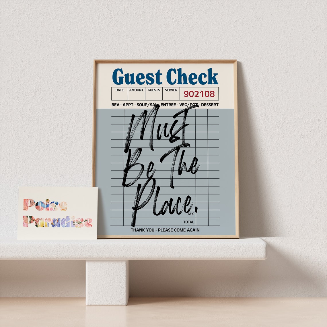 Must Be The Place Guest Check Blue Gray Retro Diner Receipt Poster - Image 4