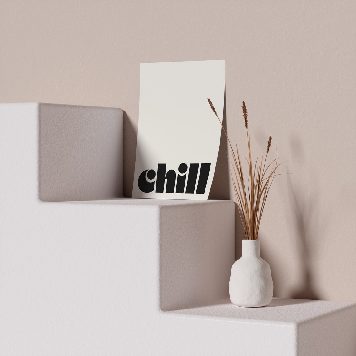 Chill Bold Black Retro Typography Minimalist Cream Bedroom Poster - Image 3