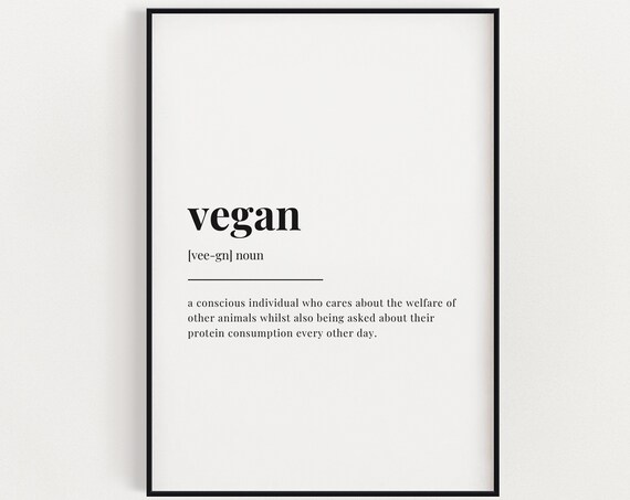 Vegan Definition Quote Art Print, Typography Decor