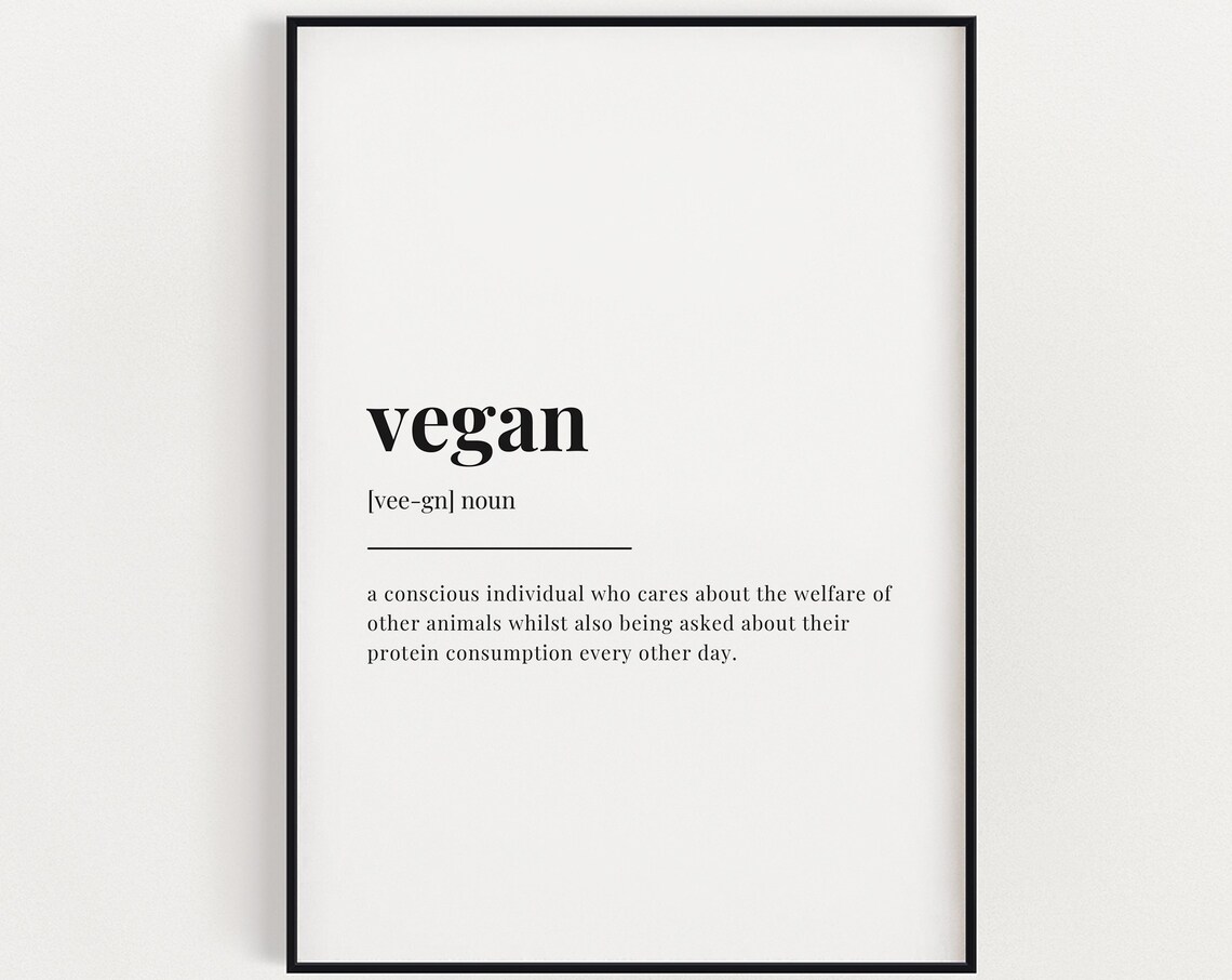 Vegan Definition Quote Art Print, Typography Decor