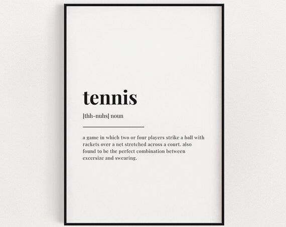 Tennis Definition Print, Minimalist Wall Art