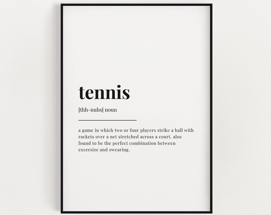 Tennis Definition Print, Minimalist Wall Art