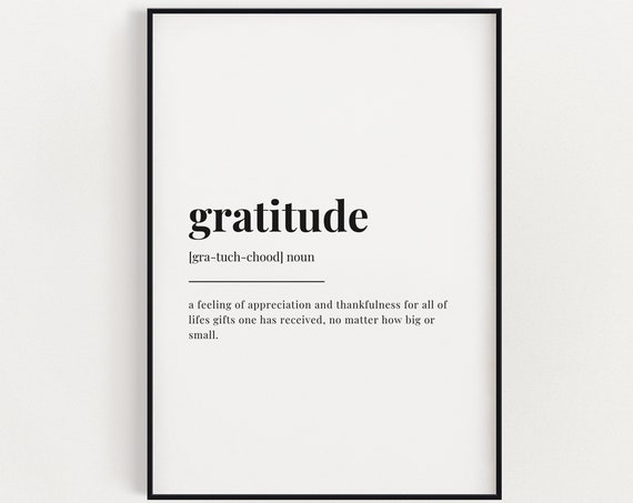 Gratitude Definition Quote Art Print
