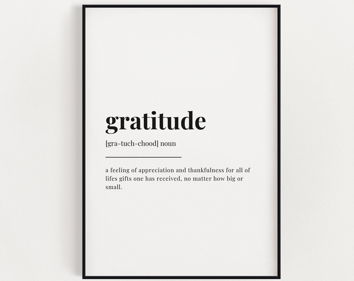 Gratitude Definition Quote Art Print