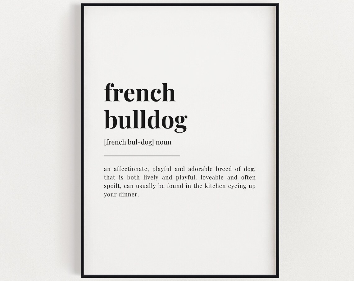 French Bulldog Definition Dictionary Style Dog Lover Gift Poster