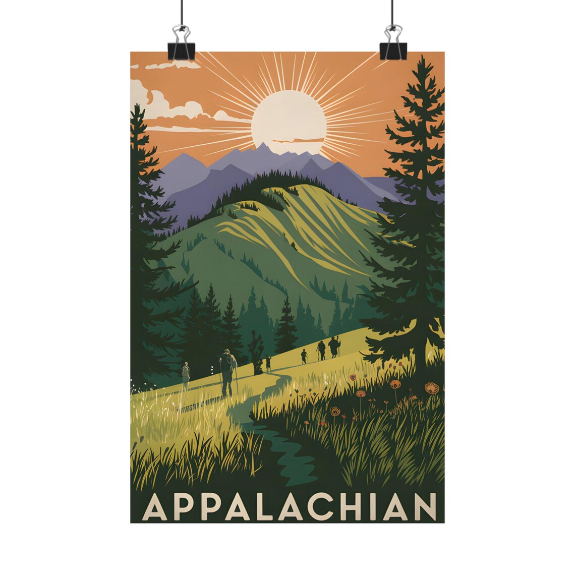 Appalachian Trail Vintage Poster, Mountain Landscape