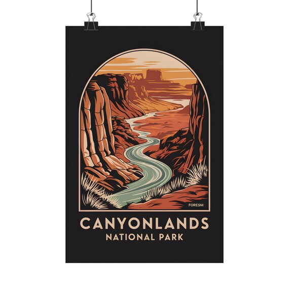 Canyonlands National Park Red Rock Canyon River Vintage Poster