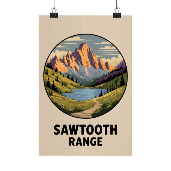 Sawtooth Range Art Print Mountain Landscape Decor Nature Wall Outdoor Adventure Home Gift For Hikers