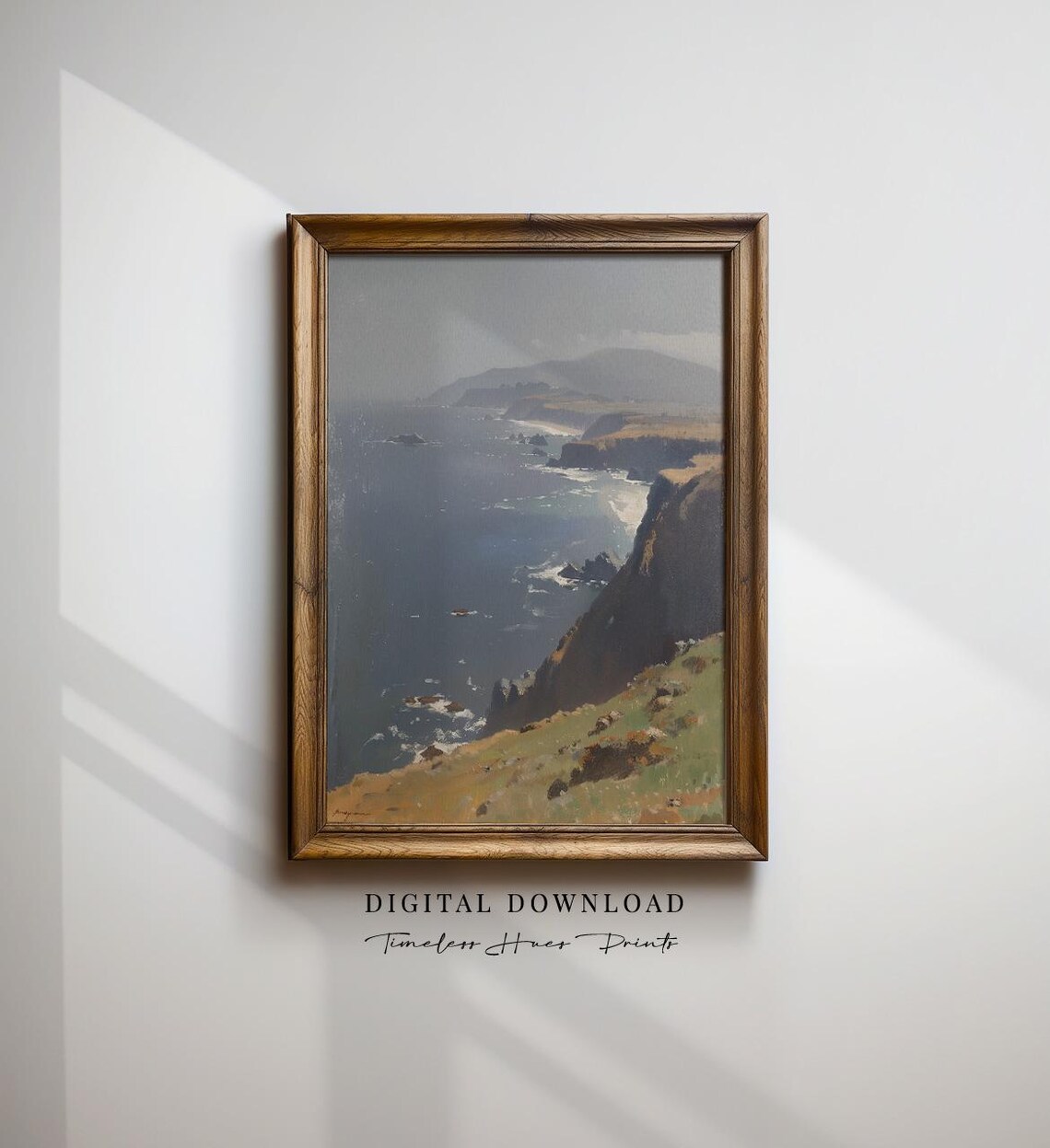 Moody Coastal Cliff Ocean Seascape Vintage Style Landscape Painting Poster