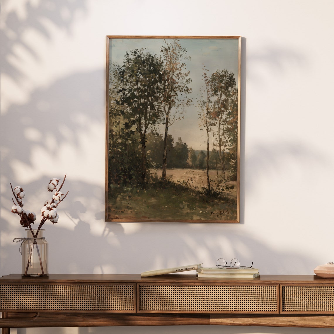 Vintage Autumn Treescape Landscape Painting Vintage Trees Painting Vintage Nature Painting Art 1 225 - Image 2