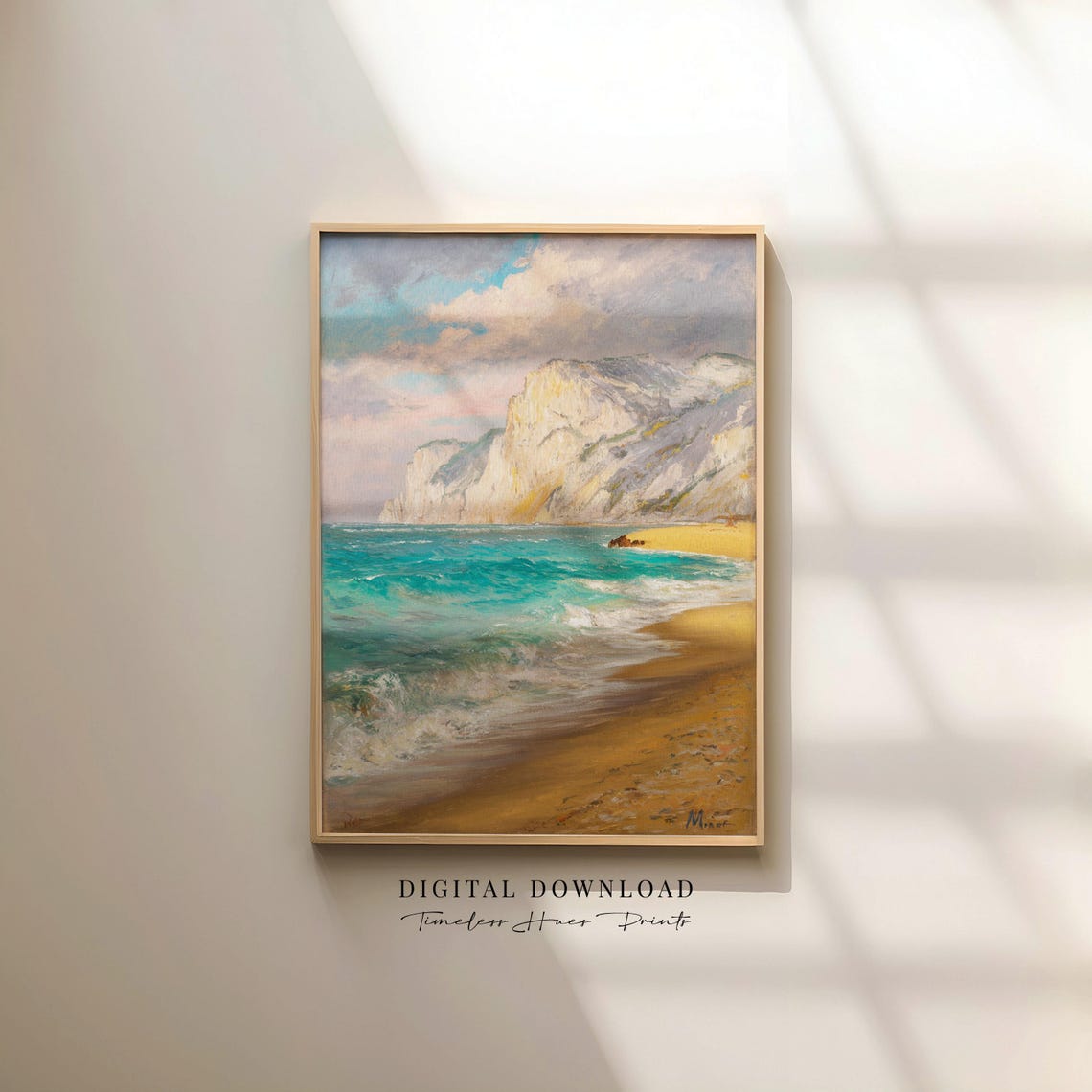 Coastal Cliffs Seascape Oil Painting Beach Impressionist Poster