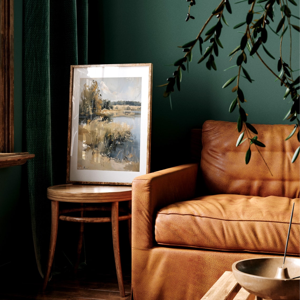 Golden Autumn Reeds And Pale Birch Trees By A Quiet Lake Poster - Image 3