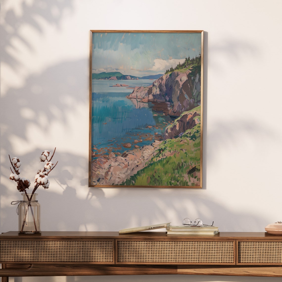 Rocky Cliffs Turquoise Water Classic Coastal Seascape Poster - Image 2