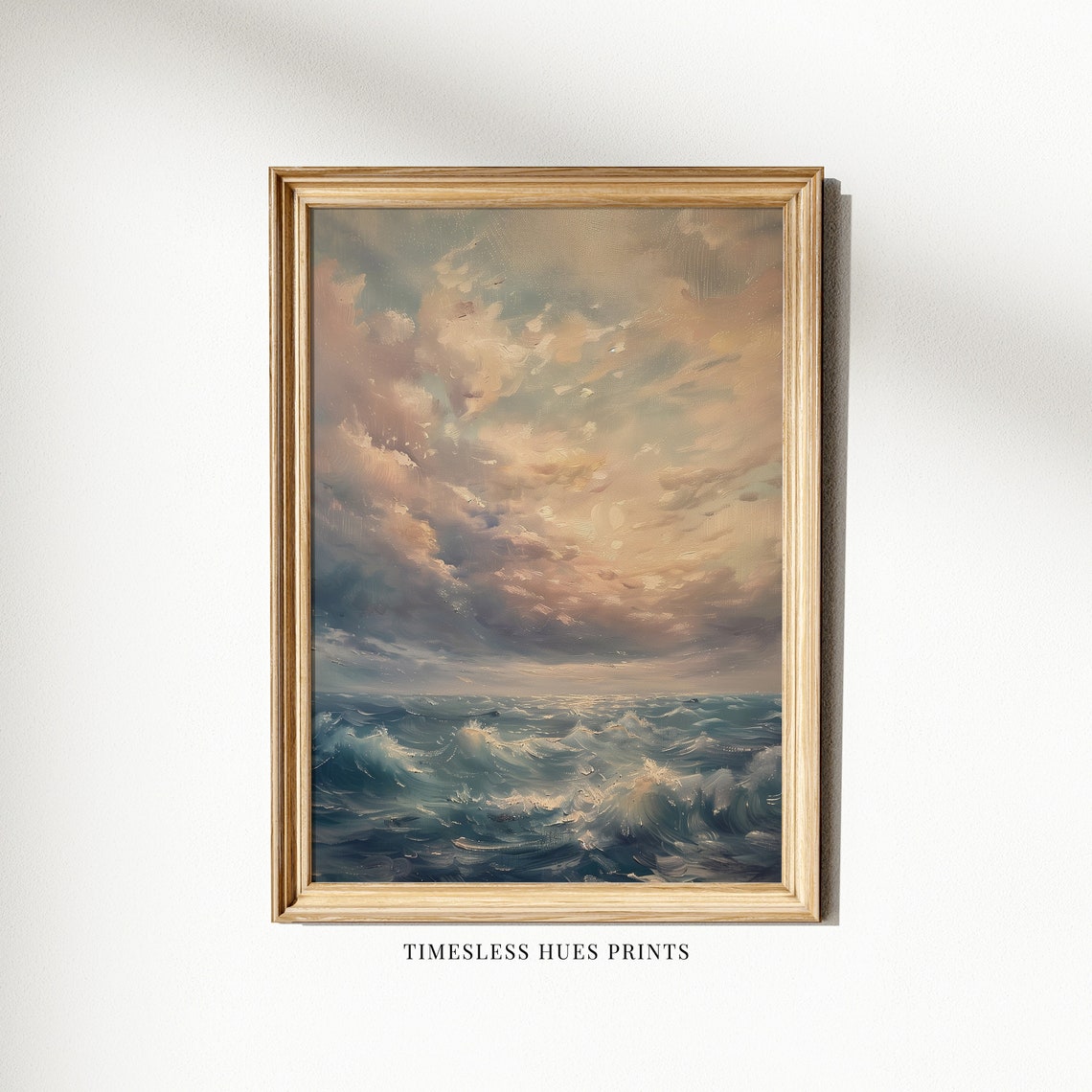 Moody Stormy Ocean Waves Dramatic Clouds Vintage Seascape Poster