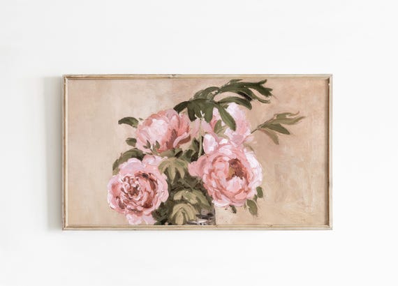 Vintage Roses Botanical Art Print, Neutral Floral