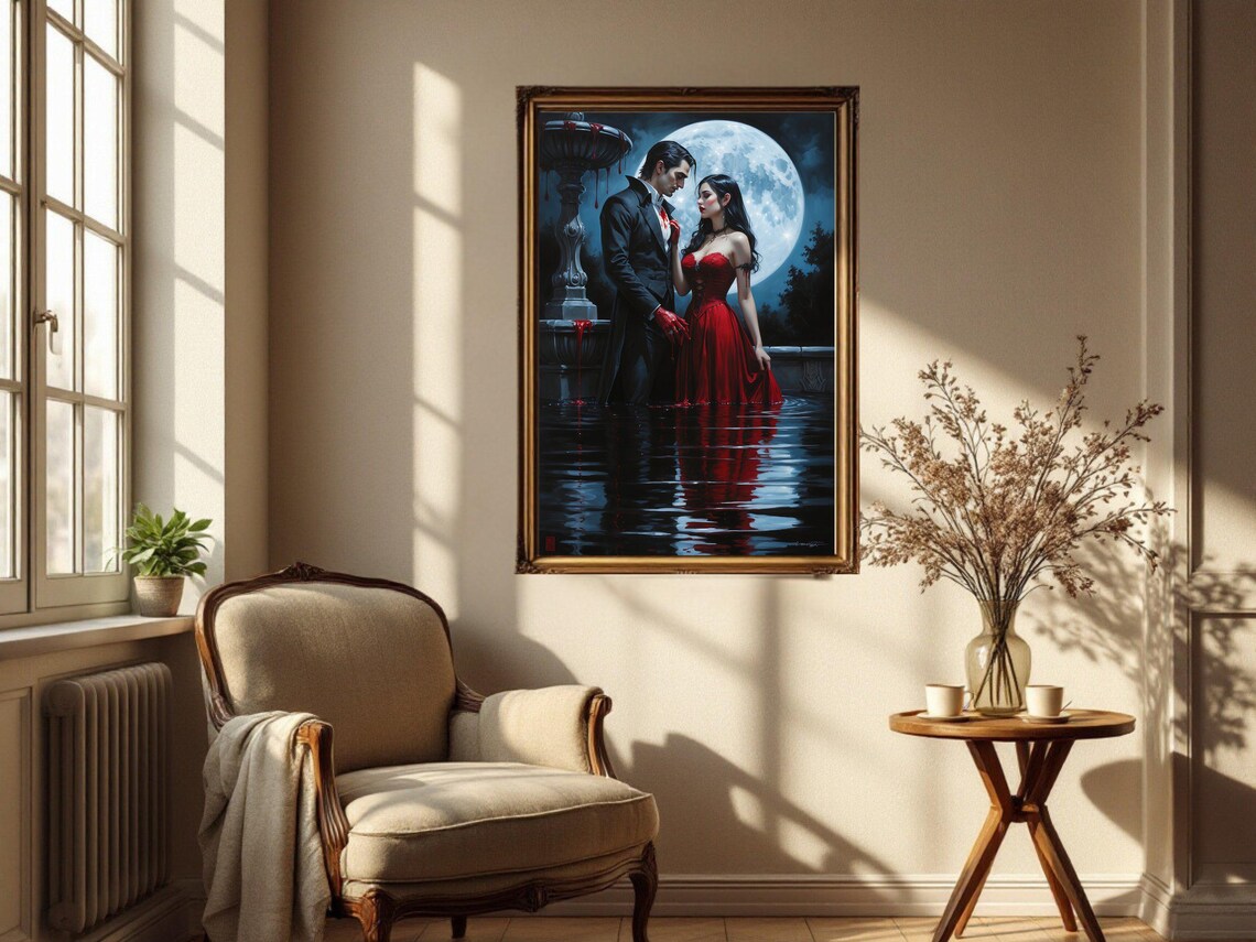 Gothic Vampire Romance, Dark Fantasy Art Print - Image 2