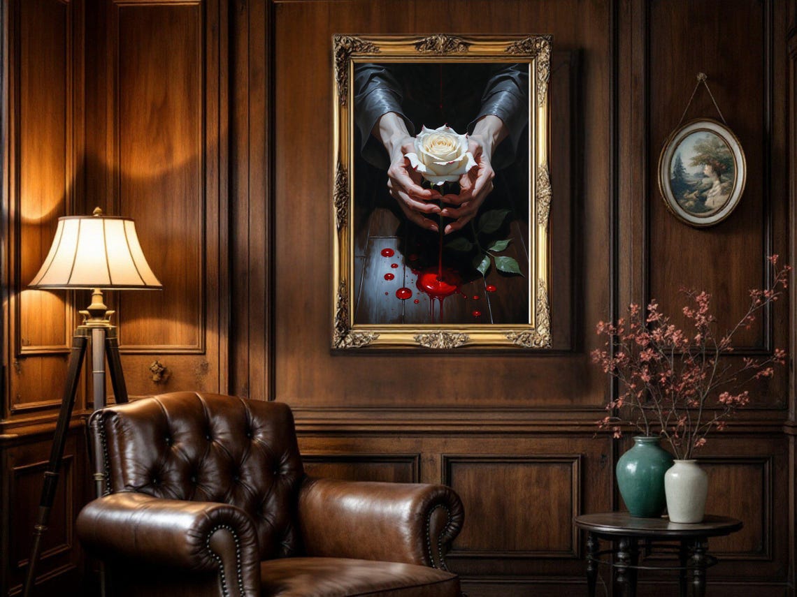 Blood And Rose Gothic Floral Art Print - Image 3
