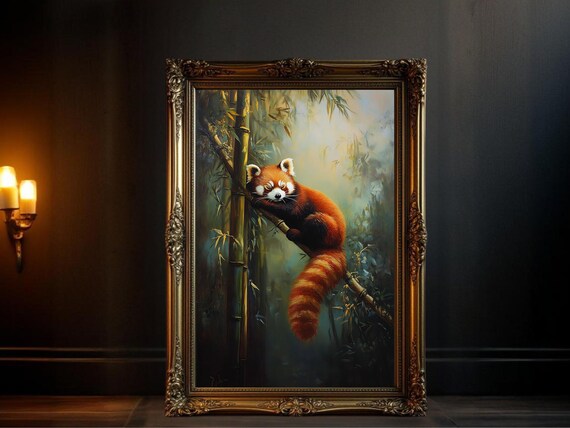 Red Panda, Jungle Animal Painting Decor
