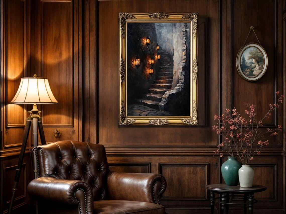 Mysterious Dark Staircase, Haunted House Decor Art Print - Image 3