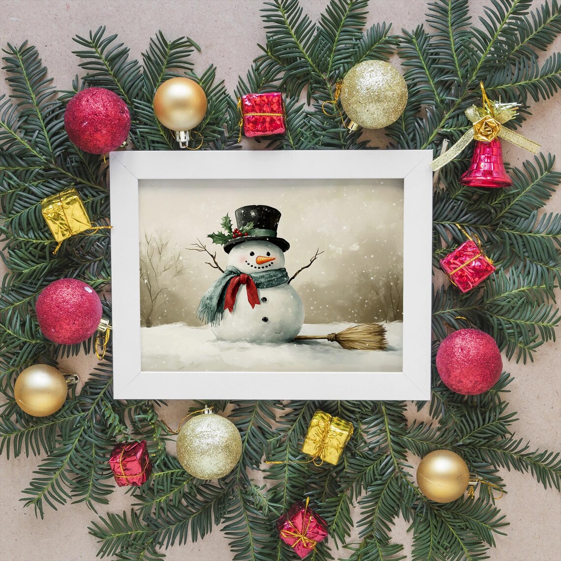 Vintage Snowman Christmas Holiday Rustic Winter Decor - Image 3