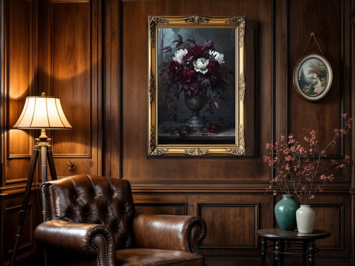 Dark Academia Still Life Floral, Gothic Decor - Image 2