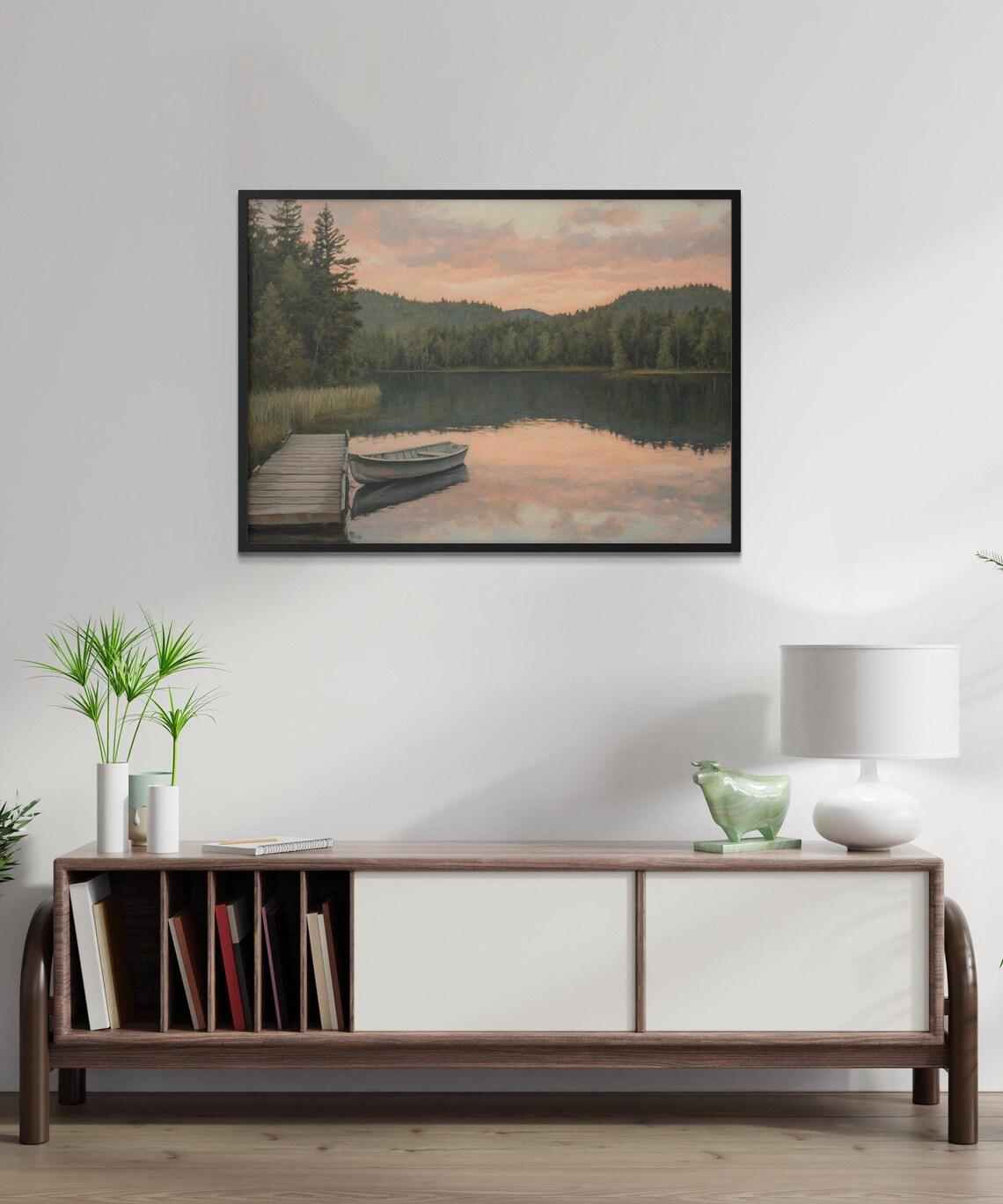Tranquil Lake Nature Landscape, Rustic Cabin Decor - Image 2