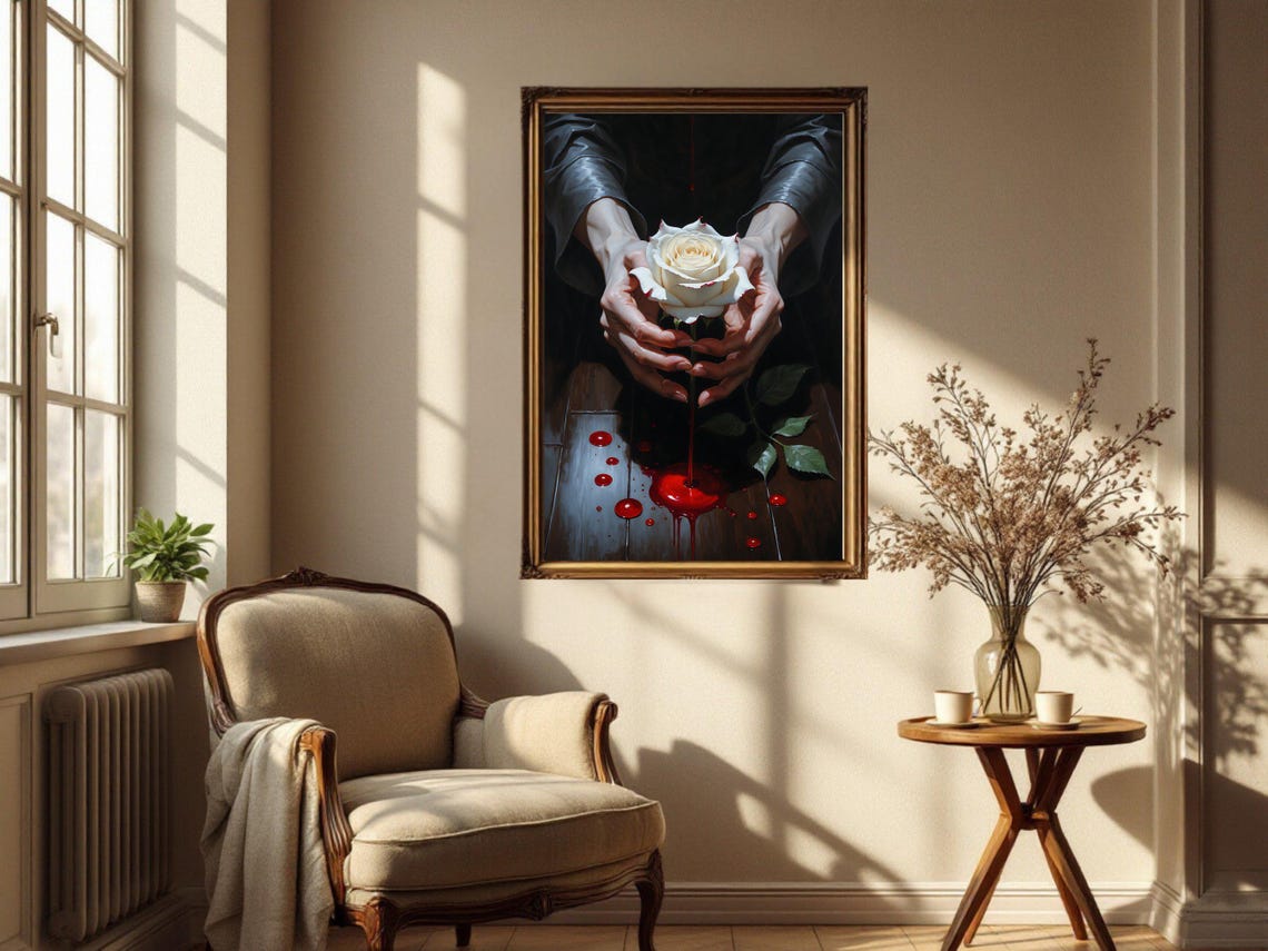 Blood And Rose Gothic Floral Art Print - Image 2