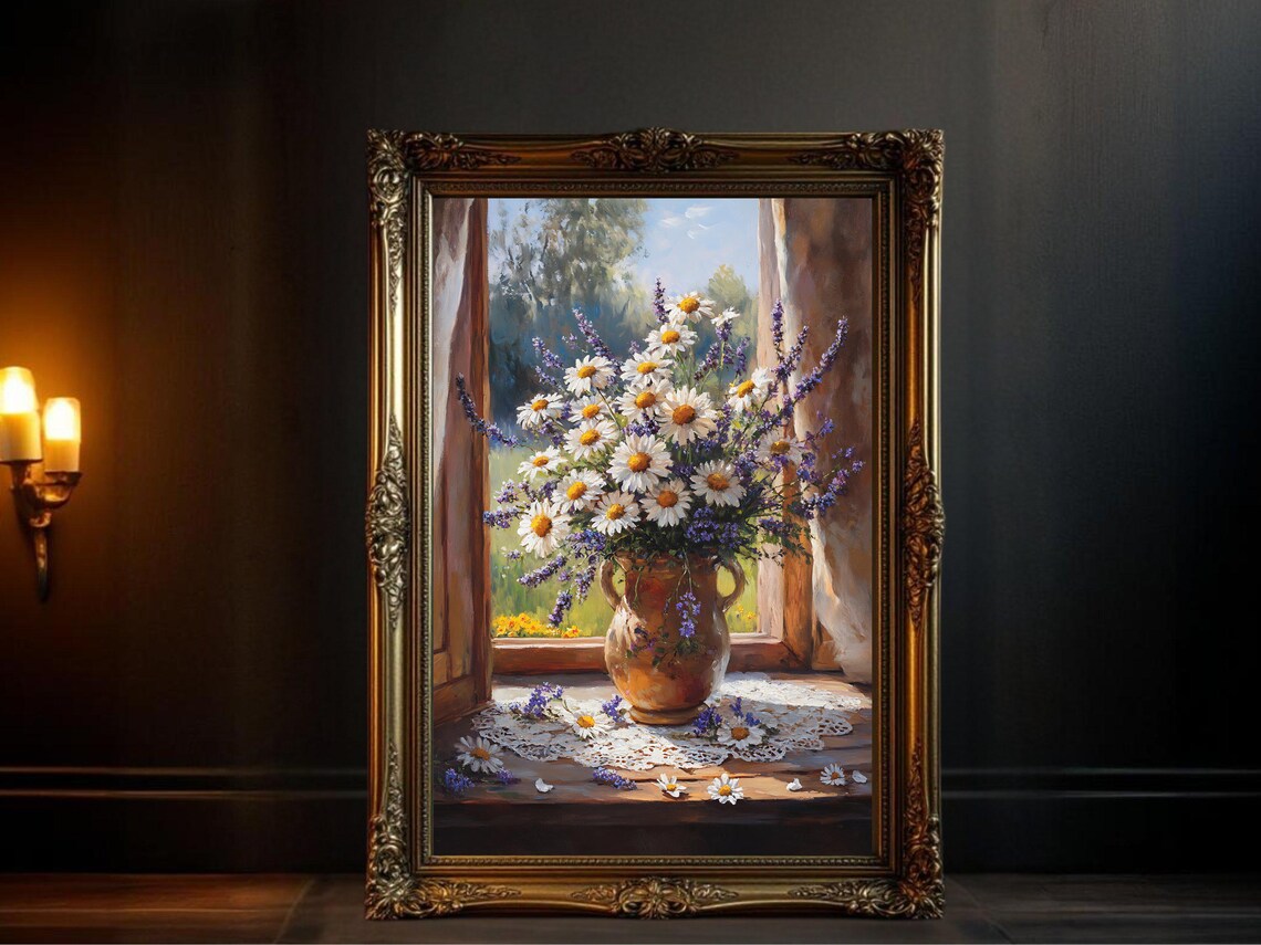 Vintage Flower Bouquet Still Life, Rustic Home Decor