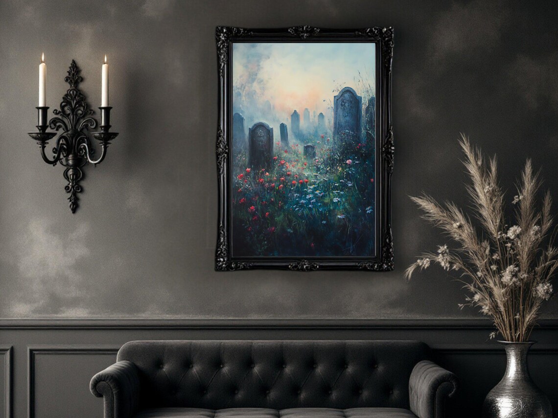 Mysterious Cemetery - Spooky Graveyard Landscape - Image 2