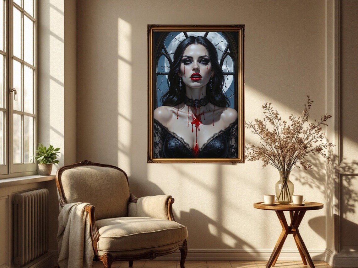 Gothic Vampire Woman, Dark Fantasy Portrait - Image 2