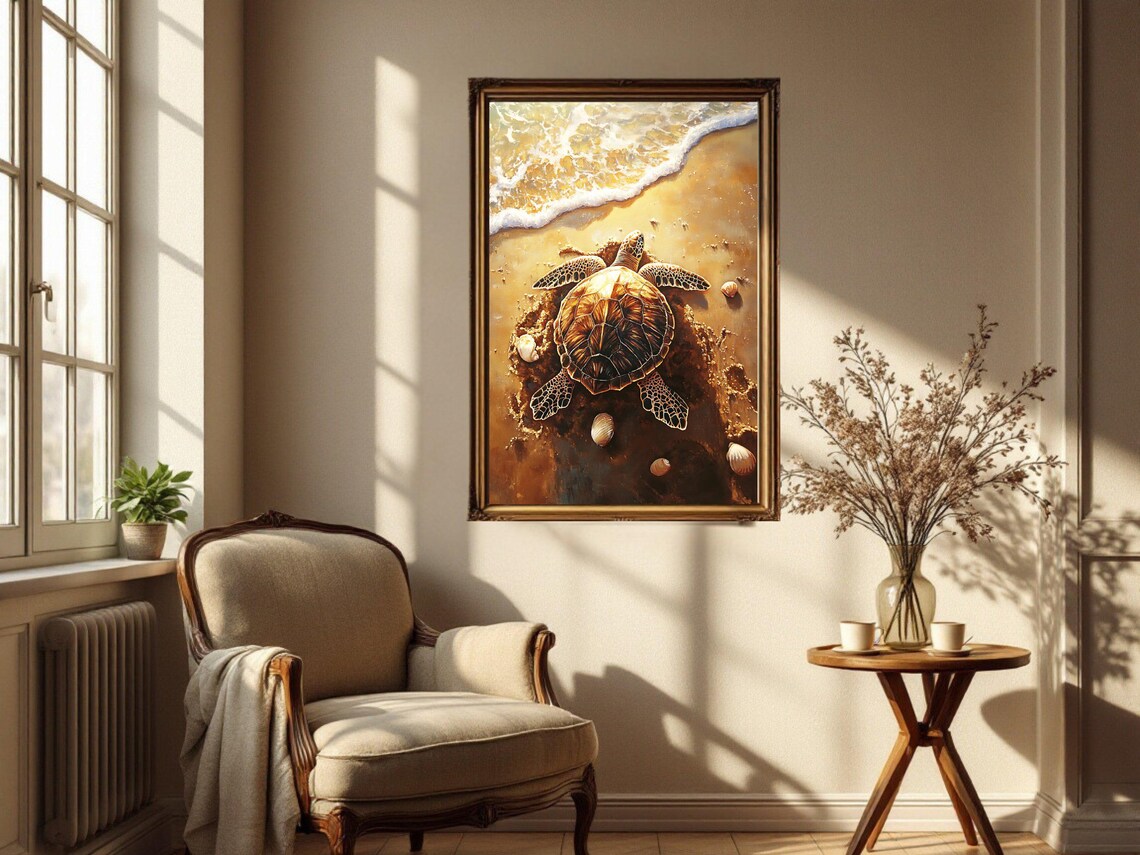 Sea Turtle Beach Art, Coastal Living Room Decor - Image 2