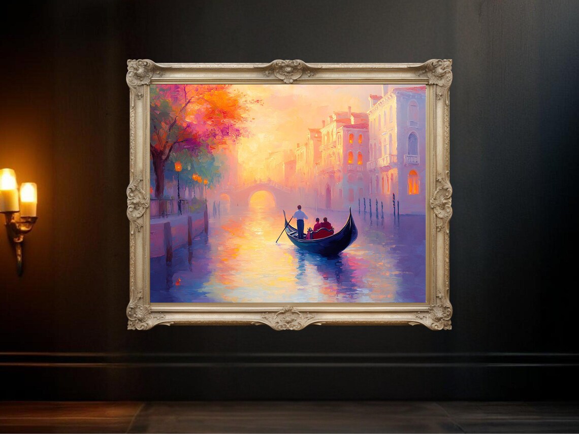 Venice Gondola Ride at Sunset, Romantic Canal Scene