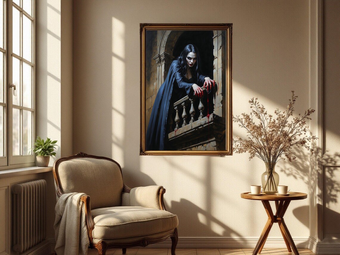 Gothic Vampire Art Print, Spooky Halloween Decor - Image 2