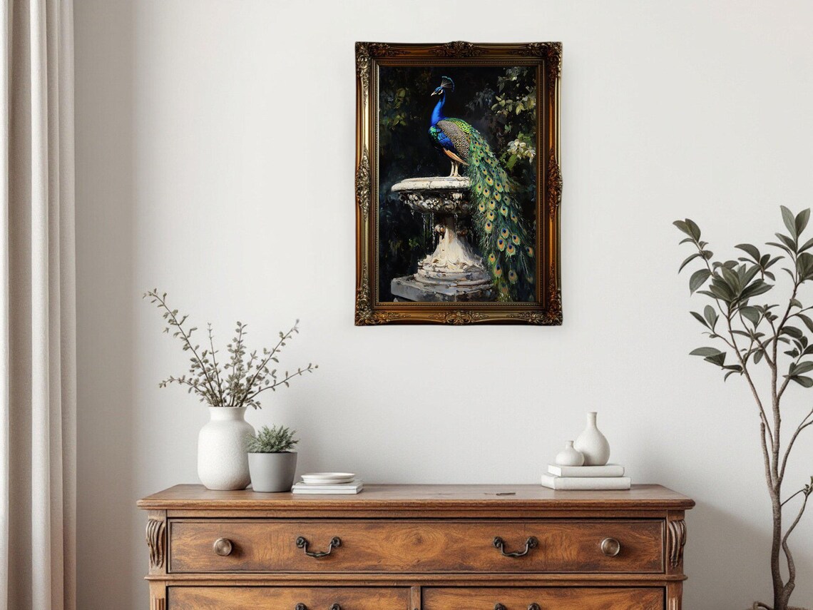 Elegant Peacock Art Print, Vintage Wildlife Decor - Image 3
