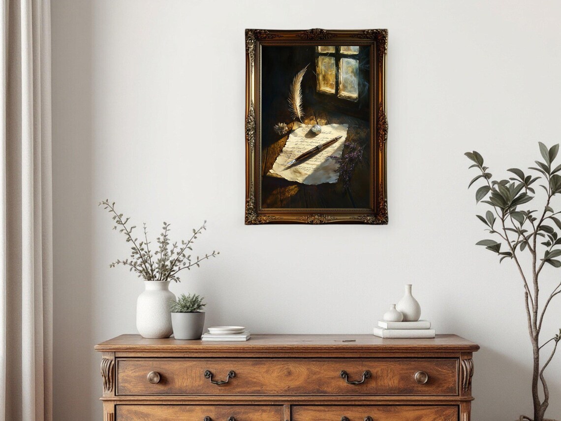 Dark Academia Vintage Writers Desk Art Print - Image 3