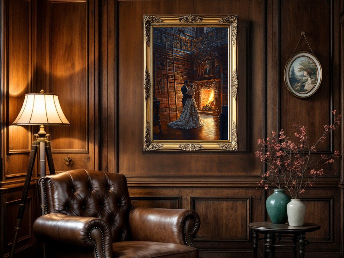 Dark Academia Vintage Library, Victorian Romance Art Print - Image 2