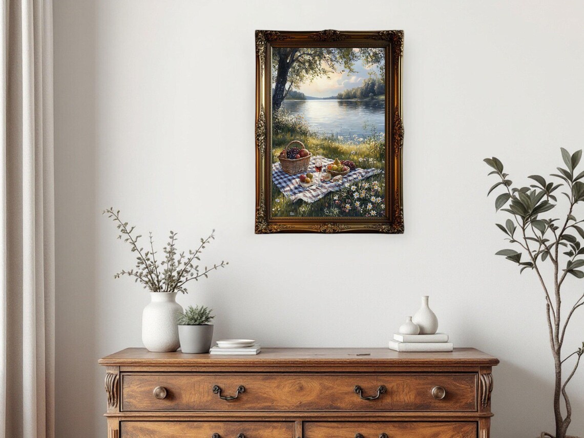 Romantic Picnic Scenic Lake View, Tranquil Landscape - Image 2