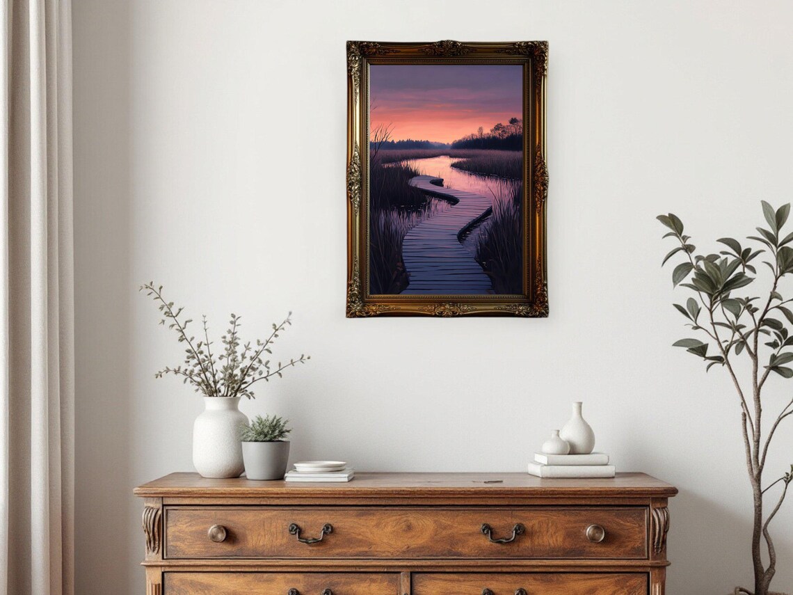 Sunset River Landscape, Scenic Marsh Poster - Image 2