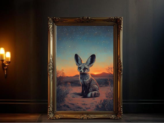 Adorable Fennec Fox Under Starry Night Sky
