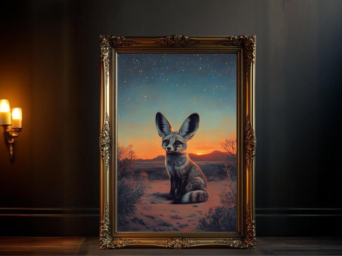 Adorable Fennec Fox Under Starry Night Sky
