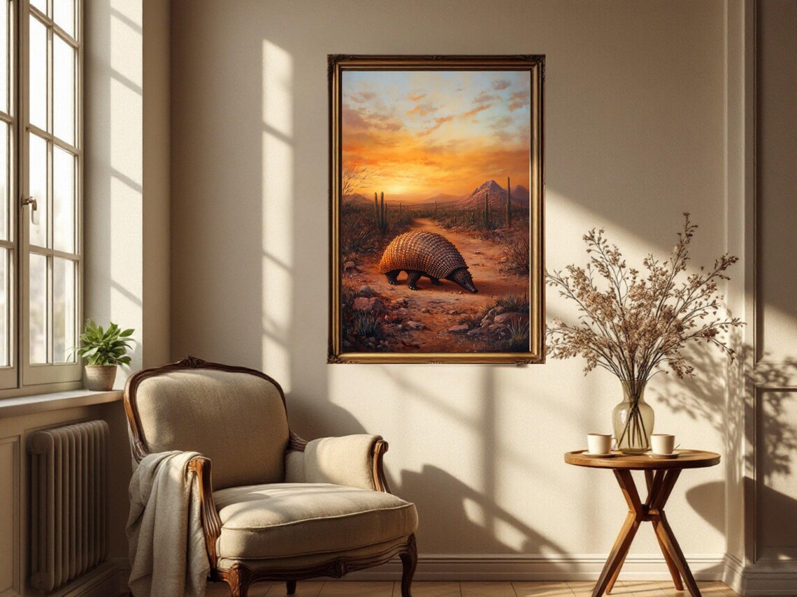 Armadillo Desert Sunset, Southwestern Landscape Art Print - Image 2