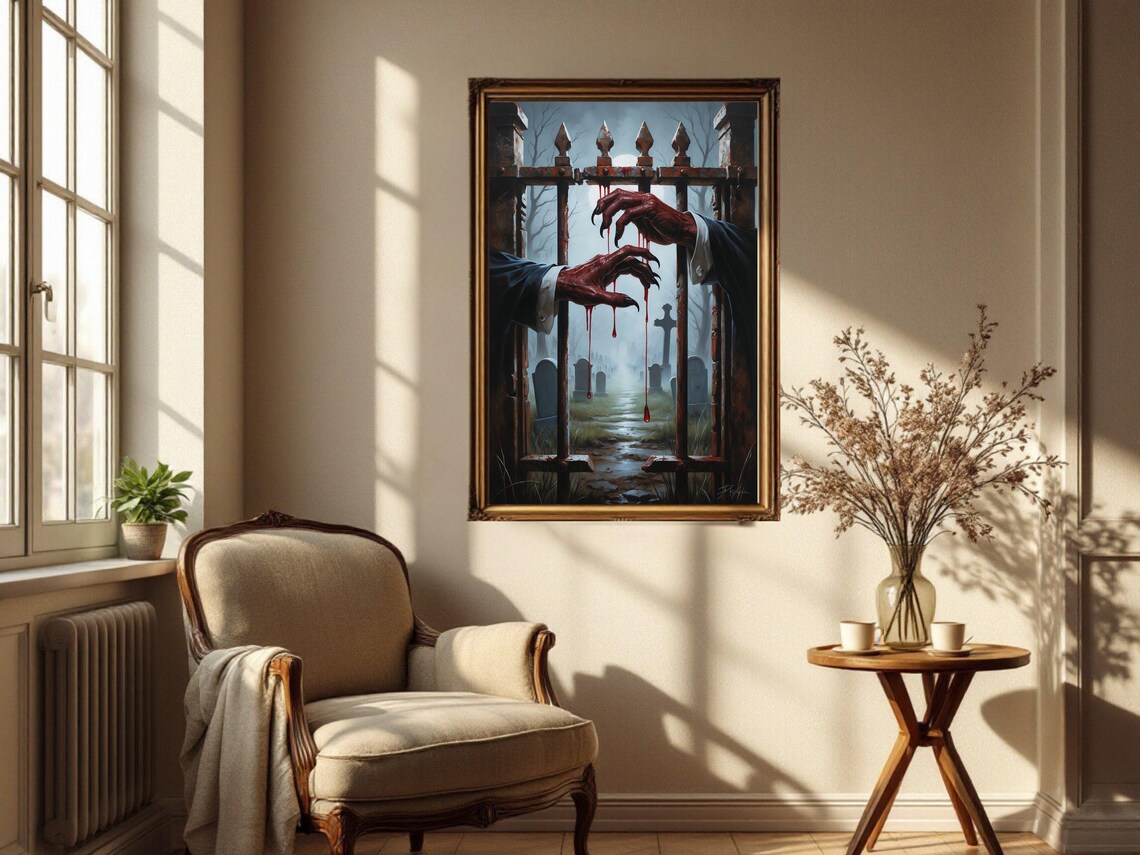 Gothic Cemetery Hand, Creepy Horror Wall Art - Image 2