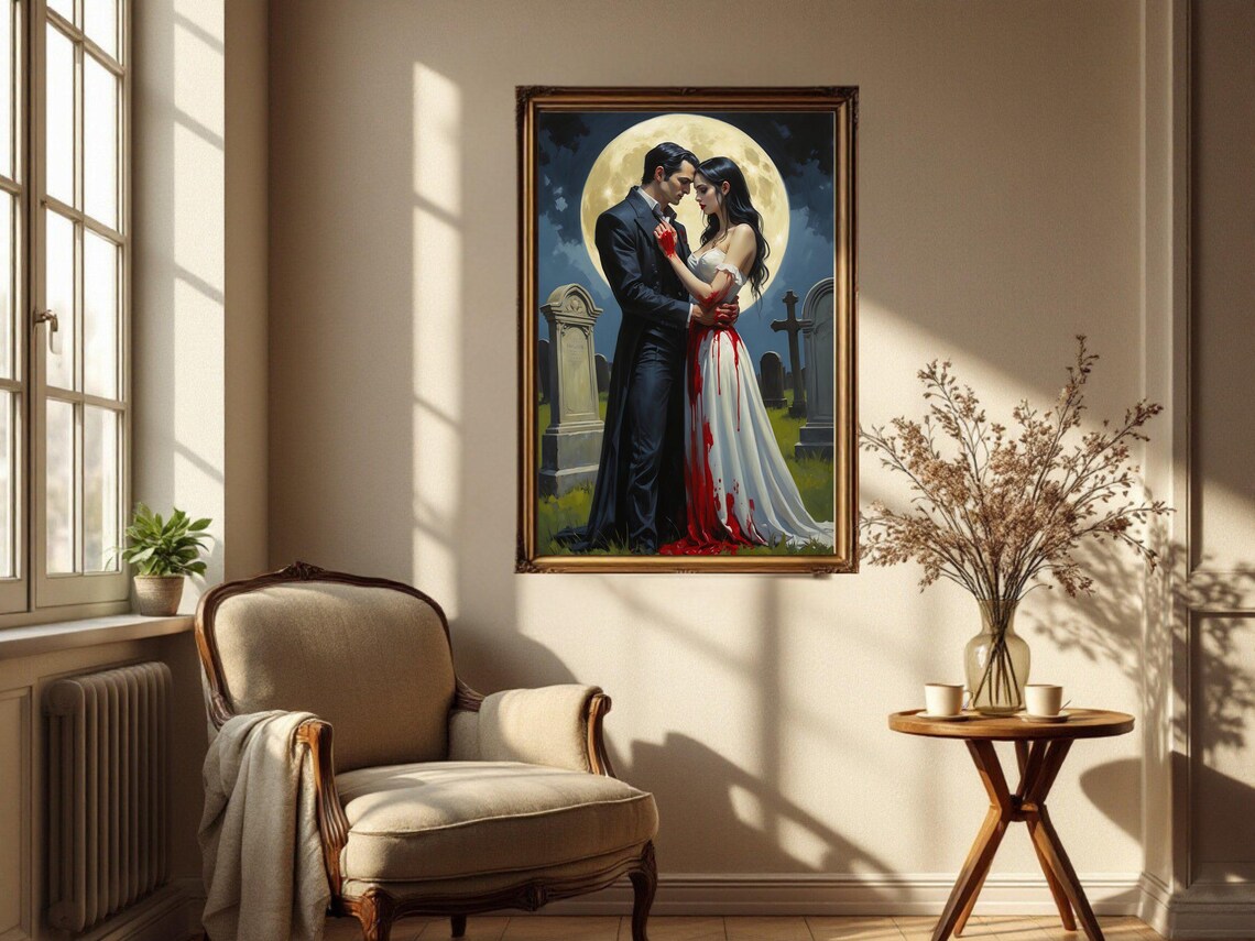 Gothic Vampire Love, Moonlit Graveyard Romance - Image 2