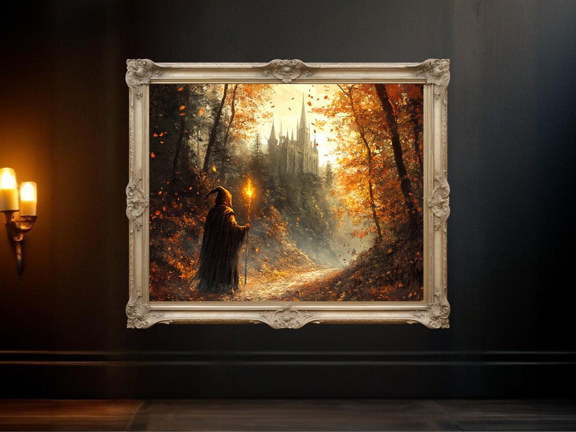 Enchanted Forest Magical Castle Fantasy Landscape Poster
